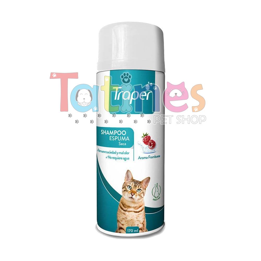 Traper shampoo espuma seca gato frambuesa spray x 170 ml MA